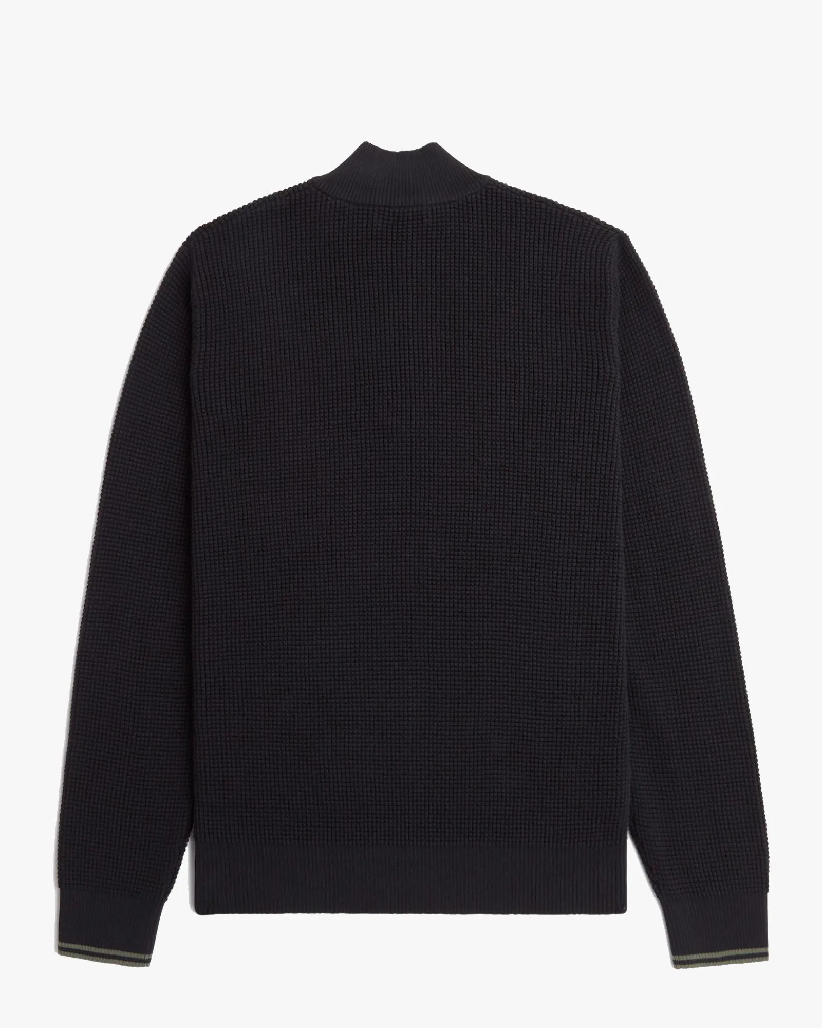 Fred Perry Waffle Stitch Half Zip Jumper - Black