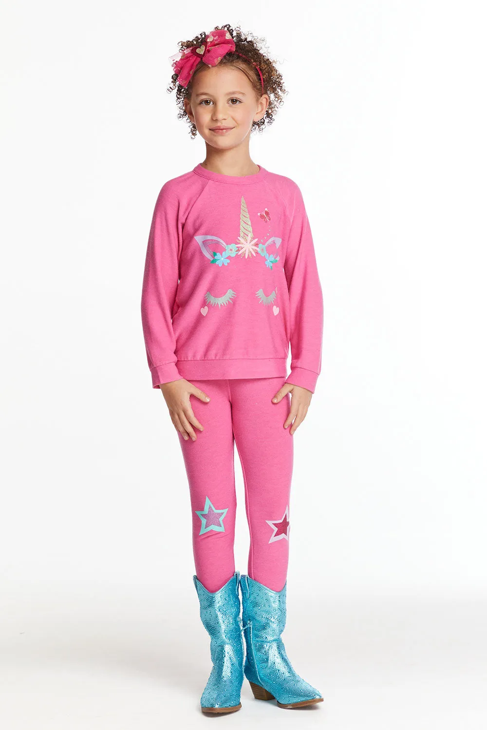 Glitter Unicorn Girls Raglan Pullover