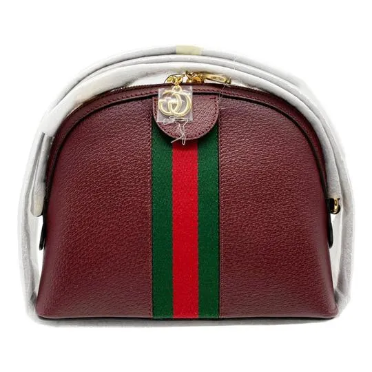 Gucci Ophidia Calfskin Gg Web Small Burgundy Red Leather Shoulder Bag