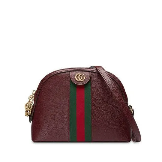 Gucci Ophidia Calfskin Gg Web Small Burgundy Red Leather Shoulder Bag