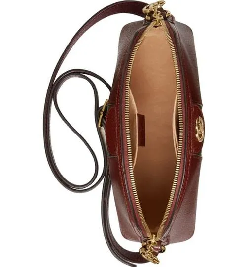 Gucci Ophidia Calfskin Gg Web Small Burgundy Red Leather Shoulder Bag