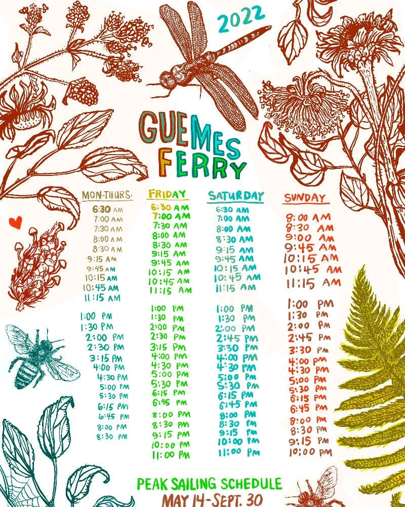 Guemes Ferry Summer Schedule Art Print