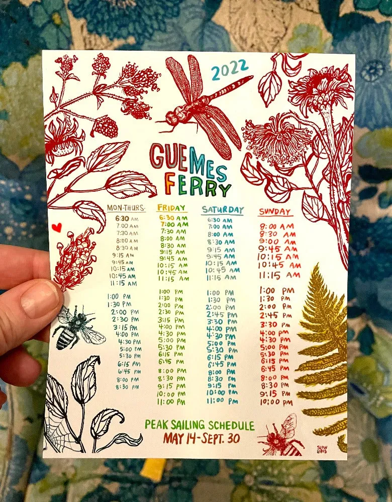 Guemes Ferry Summer Schedule Art Print