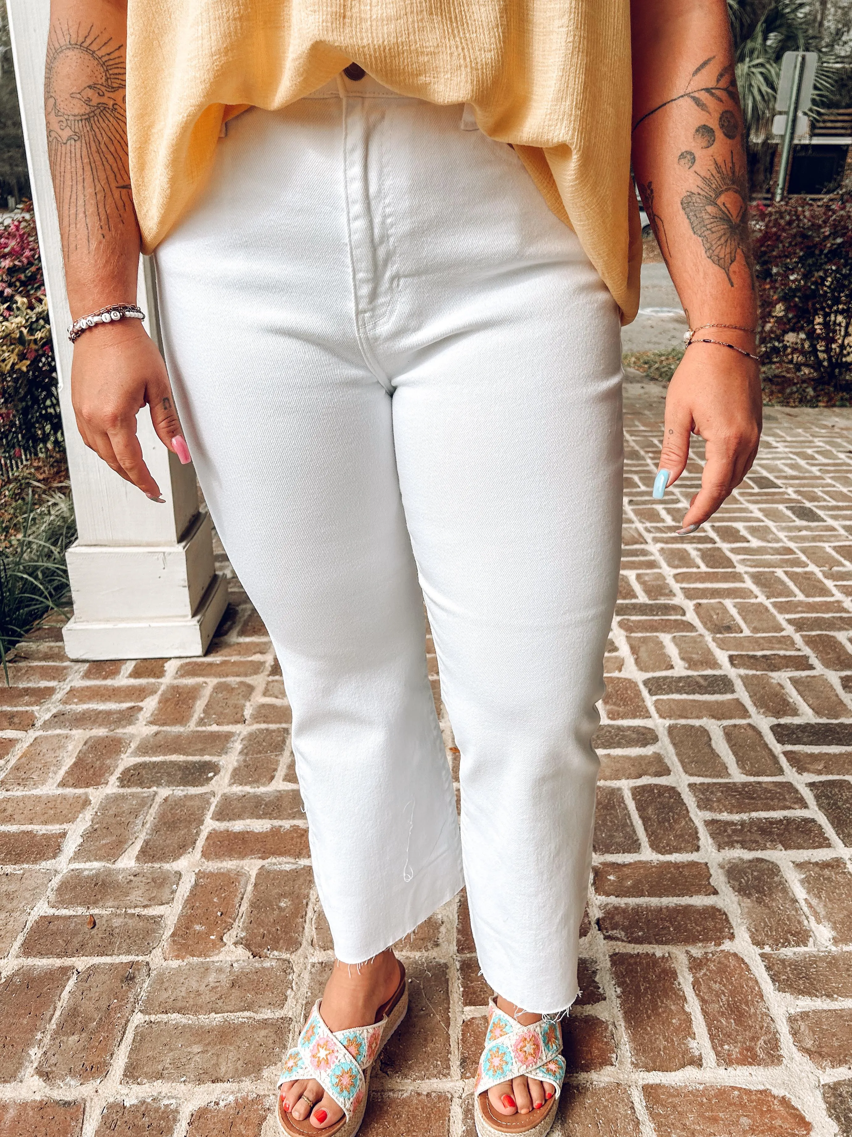 Gypsy Crop Flare Denim | White