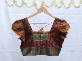 Hickory Brown, Karnataka silk, Hand embroidery blouse