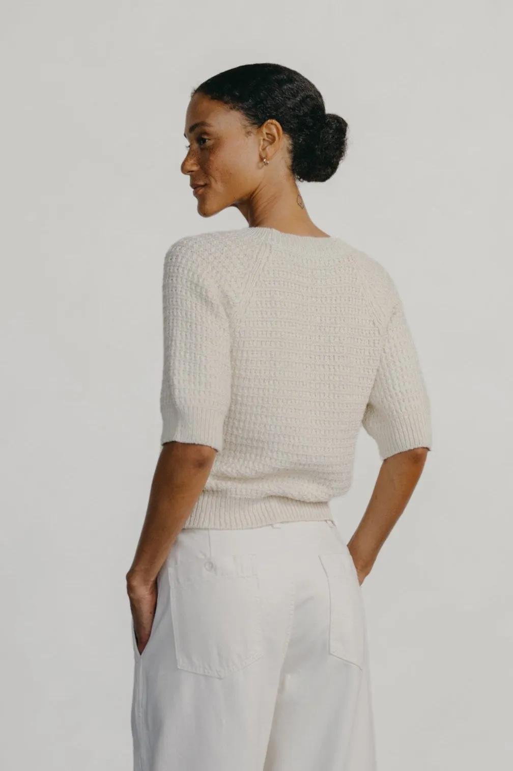 Lloyd Waffle Knit, Eco-Soft Alpaca Cotton, Cream