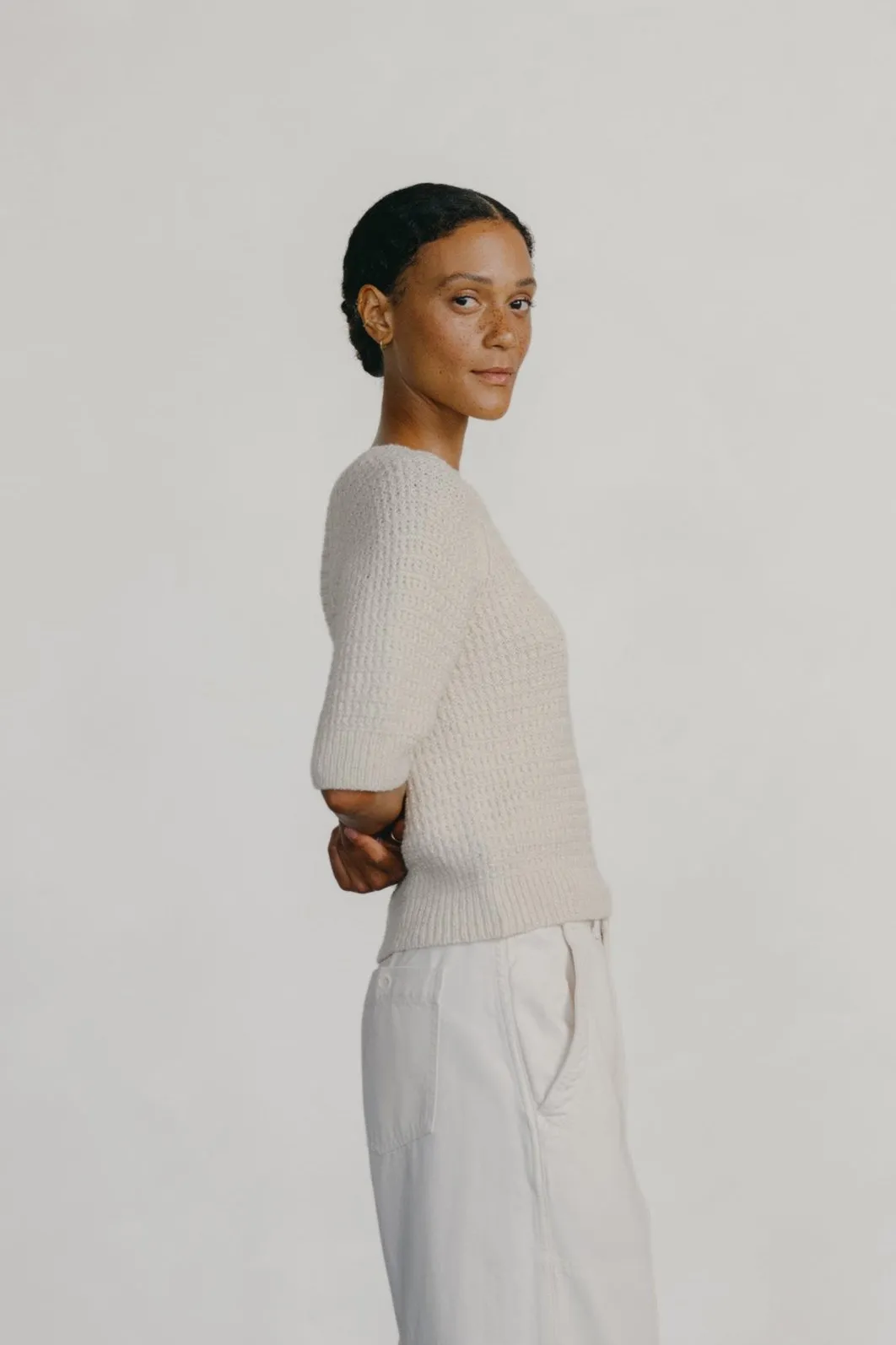 Lloyd Waffle Knit, Eco-Soft Alpaca Cotton, Cream