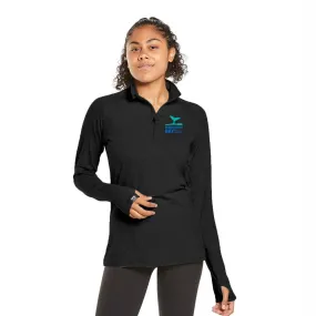 MBH Women's Sueded Eco 1/4 Zip -Black- Embroidery