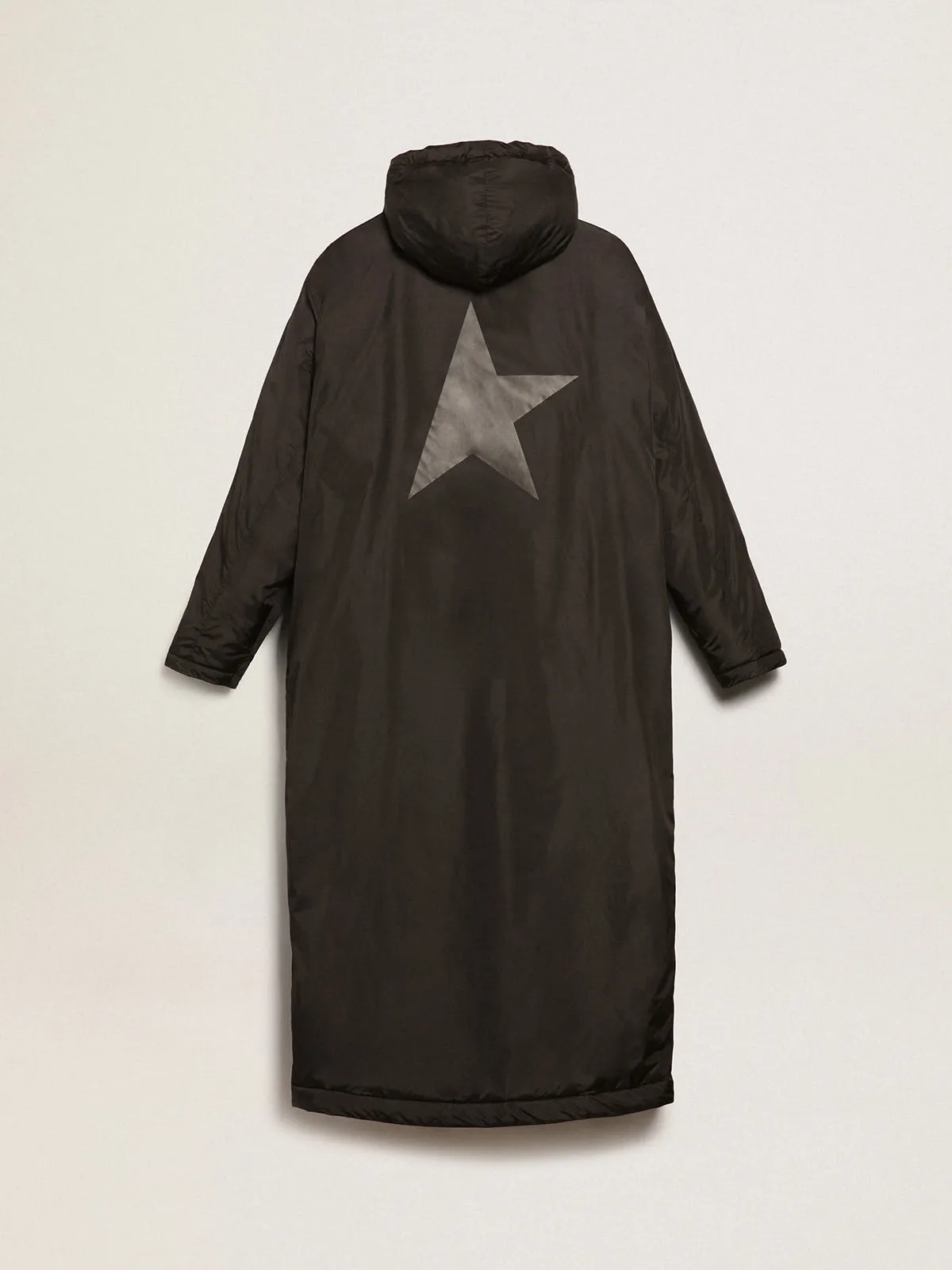 Men’s black Star Collection ankle-length hooded padded jacket