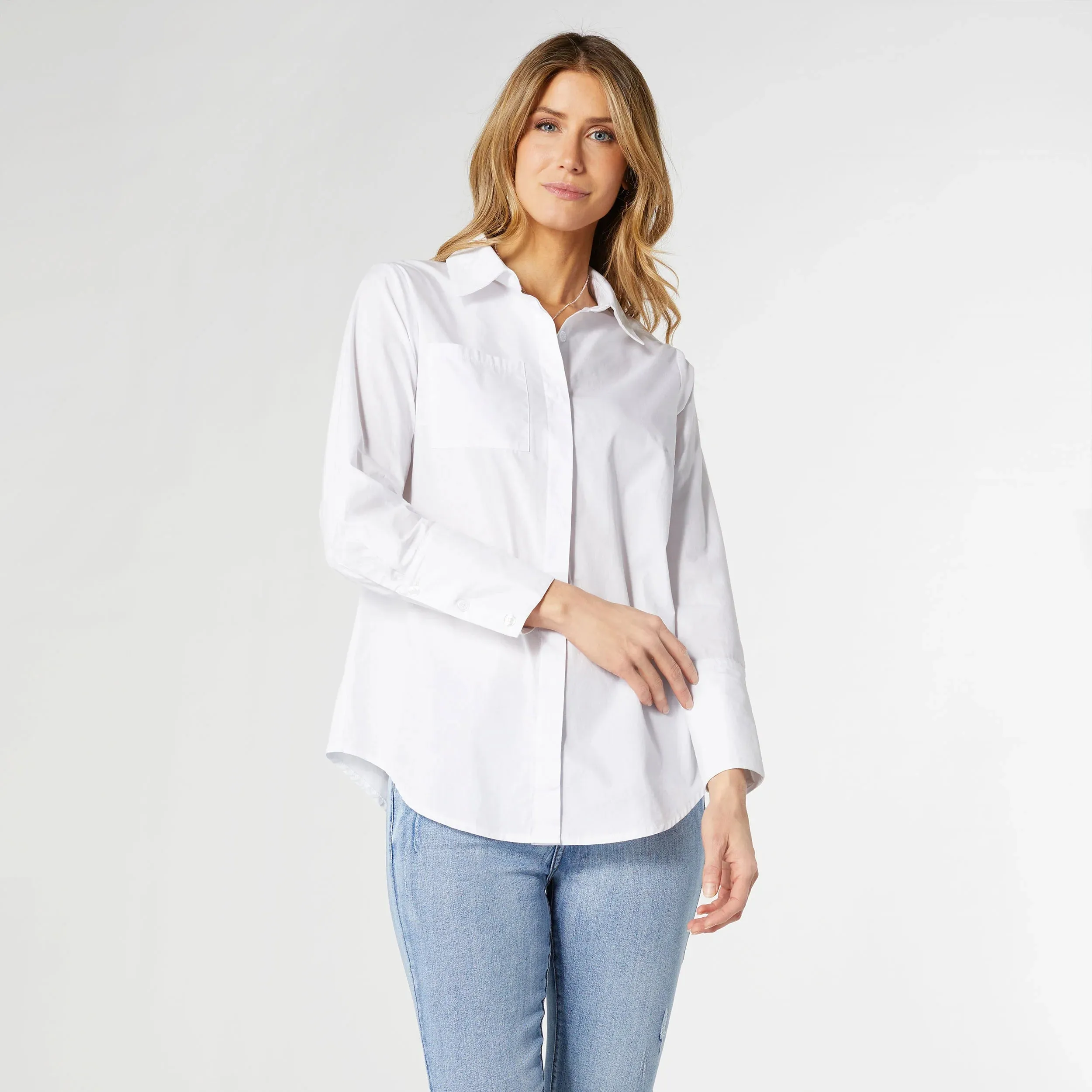 Meredith White Button-Up Boyfriend Shirt