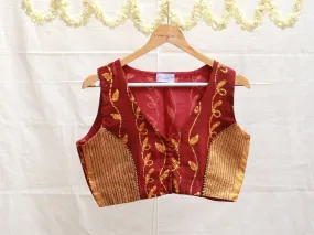 Merlot red soft silk, Batik blouse