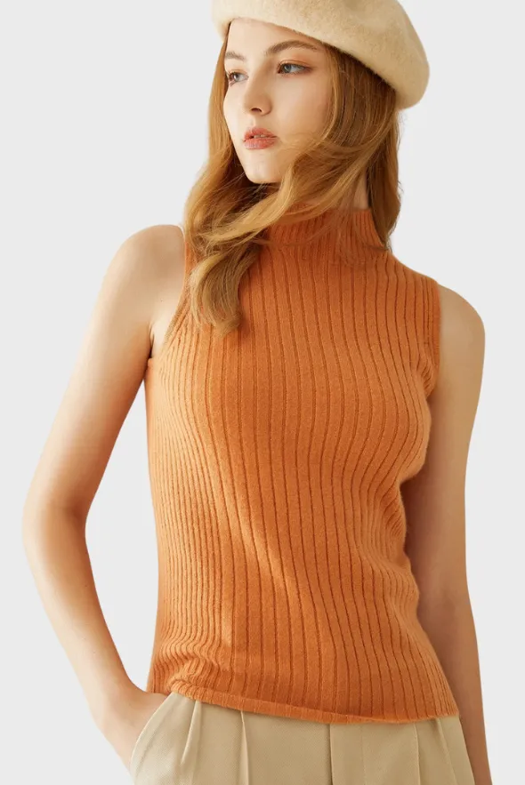 Mock-Neck Cashmere Vest