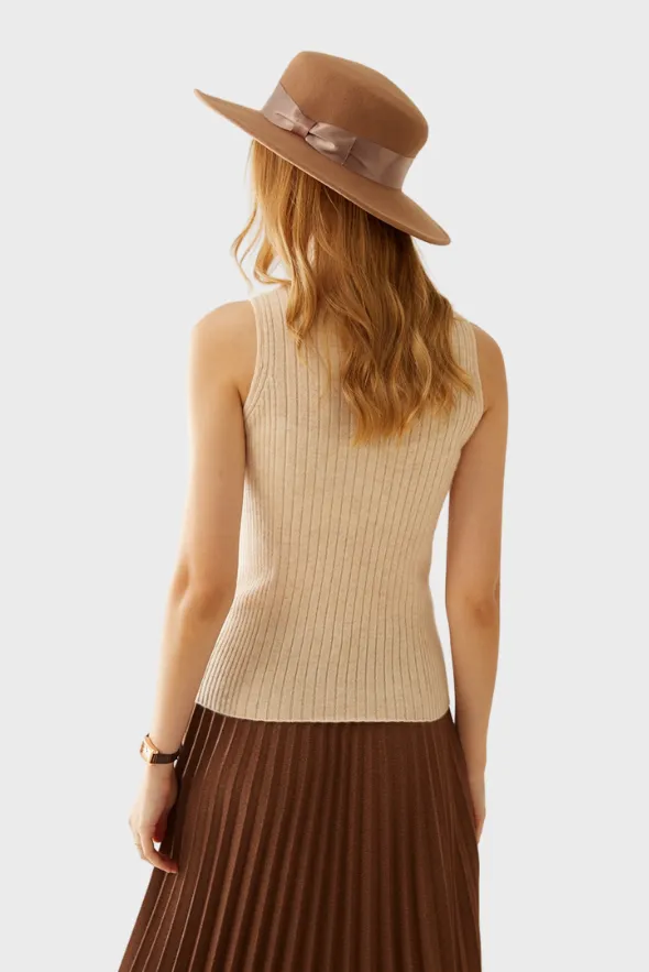 Mock-Neck Cashmere Vest