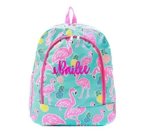 Monogrammed Flamingo and Pineapple backpack