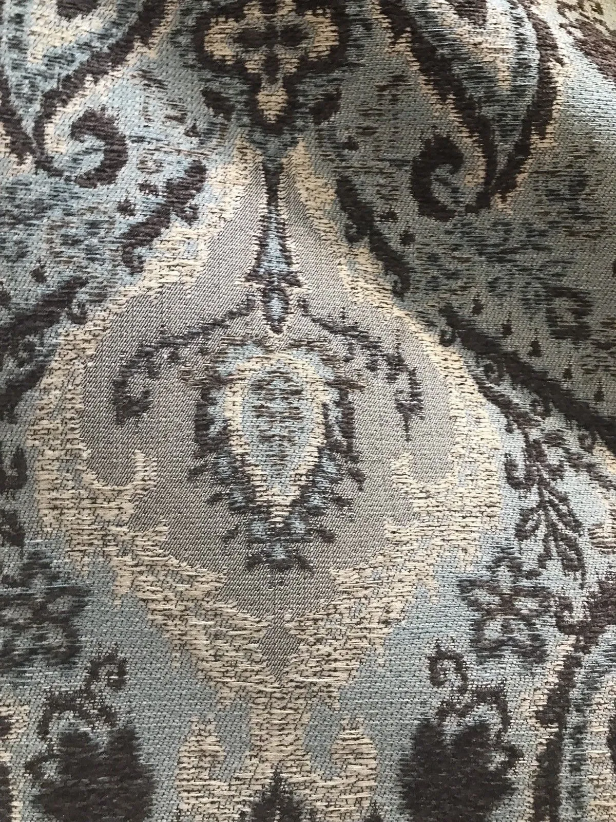 NEW Double Sided Burnout Kilim Rug Inspired Fabric- Blue Brown Upholstery