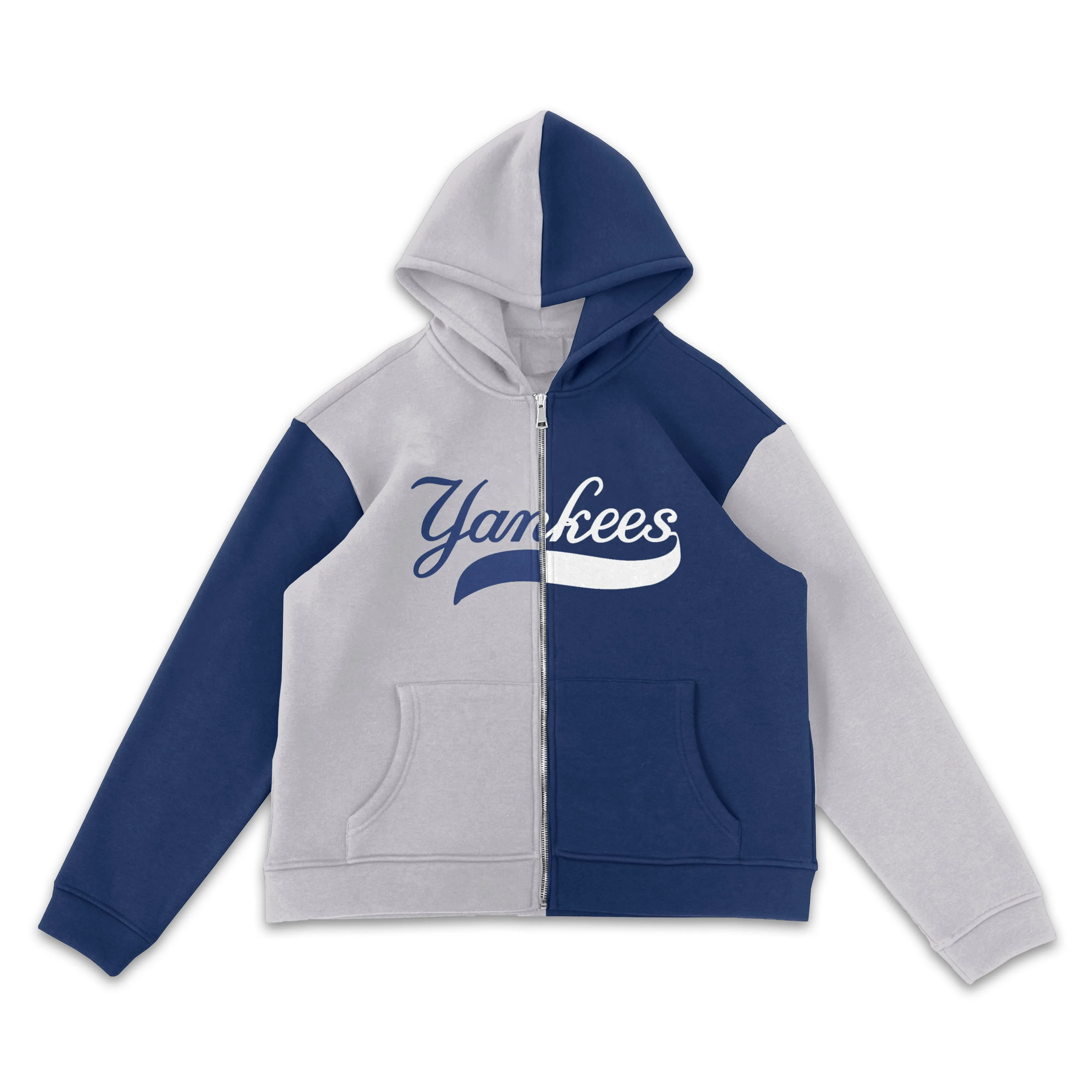 New York Yankees Two Tone Gray & Navy Full-Zip Hoodie