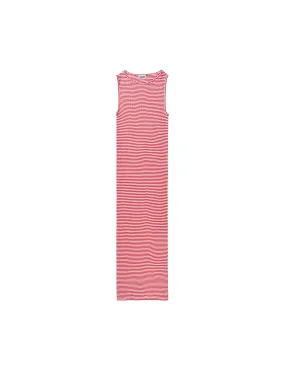 NPS Tank Dress Fine Stripe, Red/Ecru