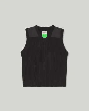 Patched Knit Vest Black