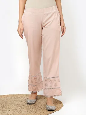 Peach Palazzo with Hem Detail