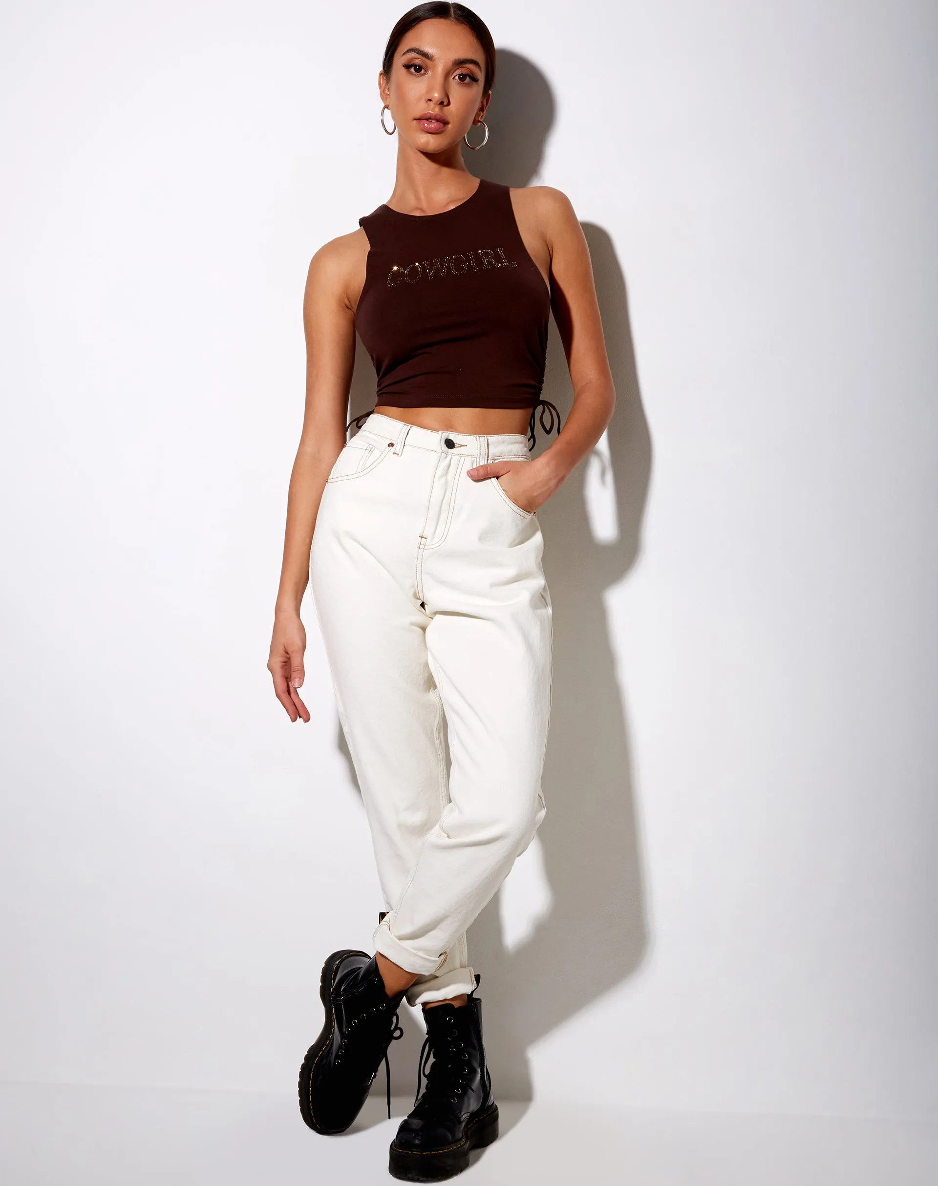 Raze Vest Top in Brown 'Cowgirl' Hotfix