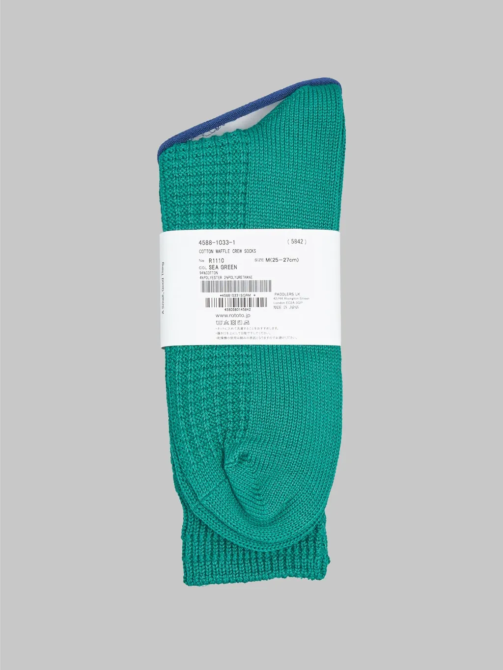 ROTOTO Cotton Waffle Crew Socks Sea Green