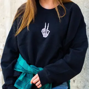 'Skeleton Peace Sign' Crewneck Sweatshirt