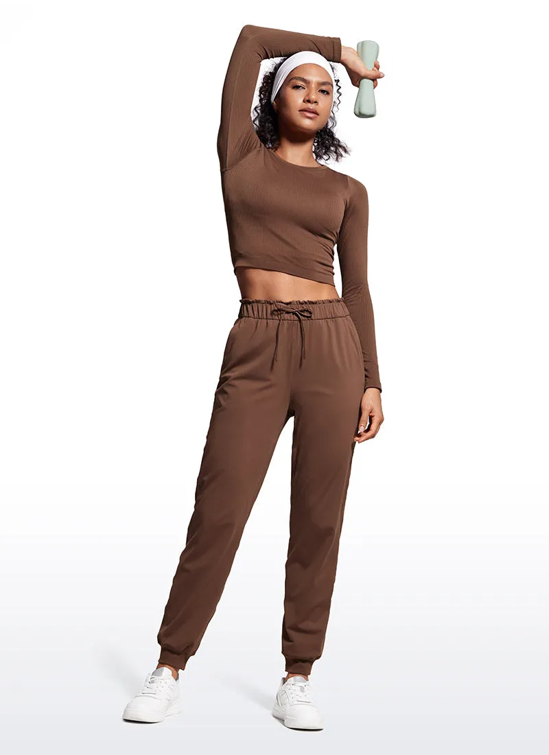 Stretch High Waisted Pockets Joggers 28"