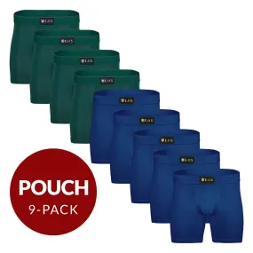 Sweat Proof Men's Boxer Briefs with Pouch - Mix 9-Pack (4x Green, 5x Navy)