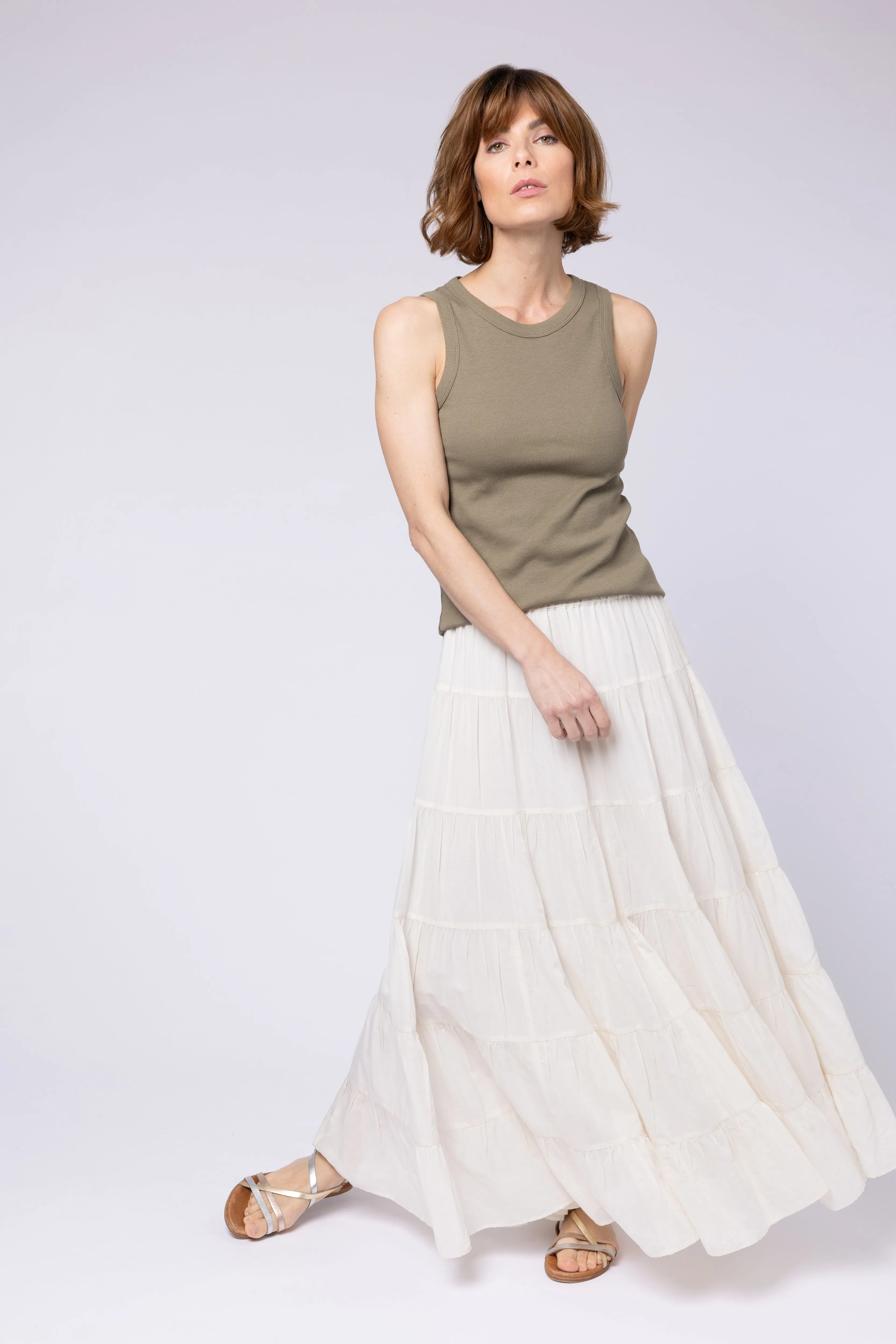 TIA TIERED SKIRT (IVORY)