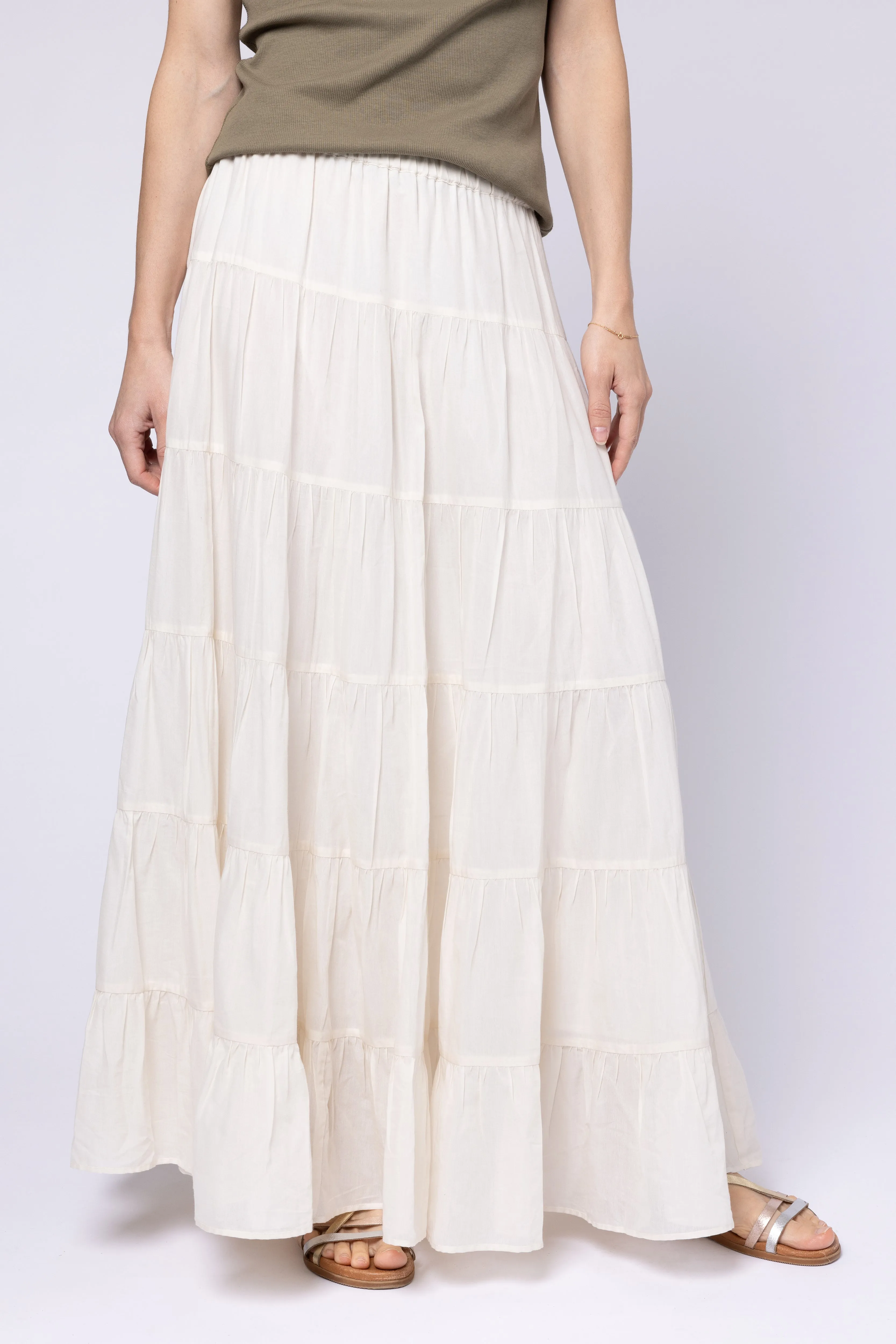 TIA TIERED SKIRT (IVORY)