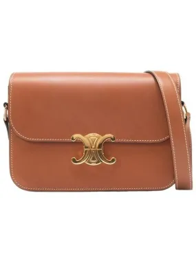 Triomphe Medium Calfskin Shoulder Bag Tan