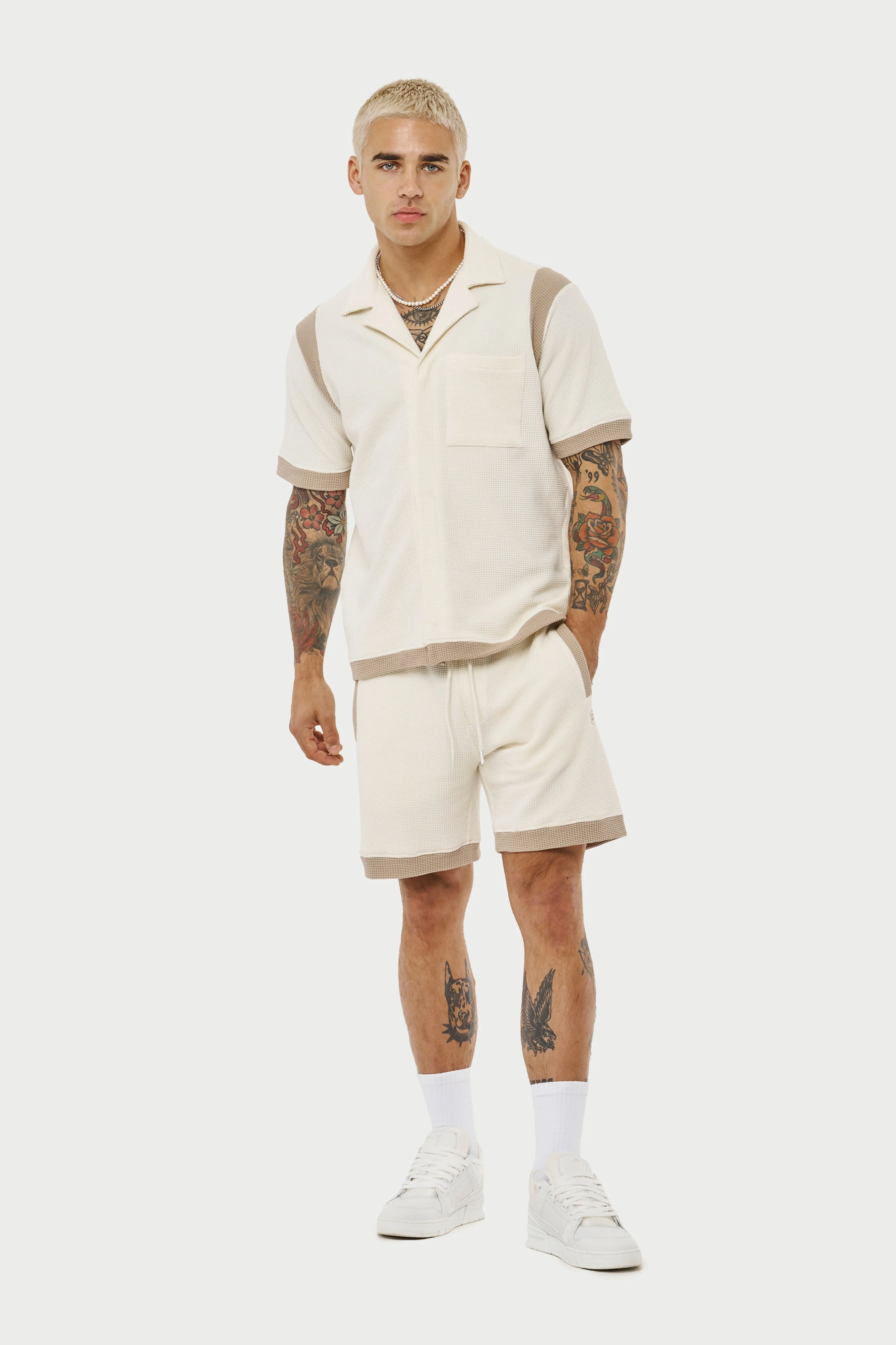 WAFFLE TONAL TEXTURED SHIRT - OFF WHITE