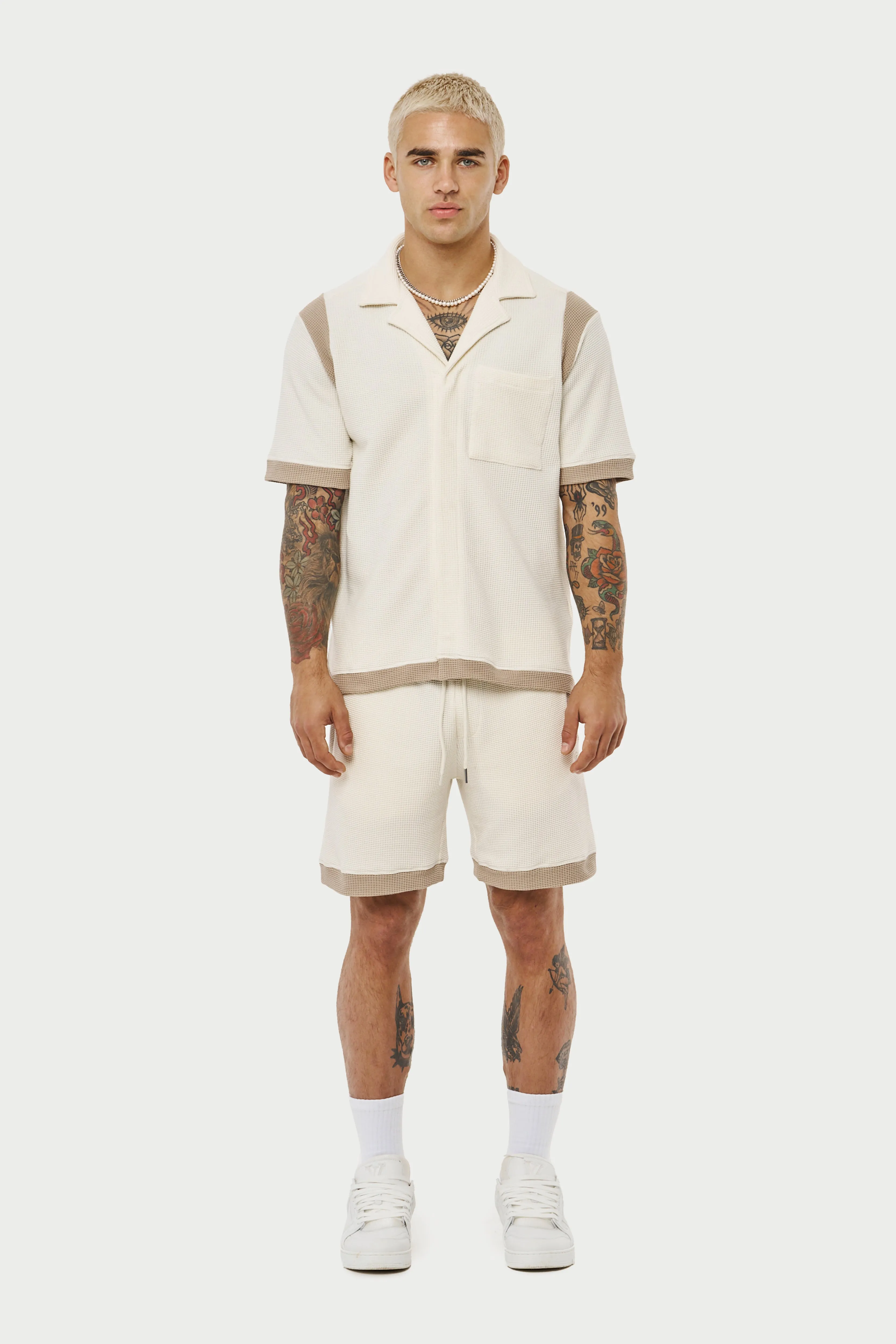 WAFFLE TONAL TEXTURED SHIRT - OFF WHITE