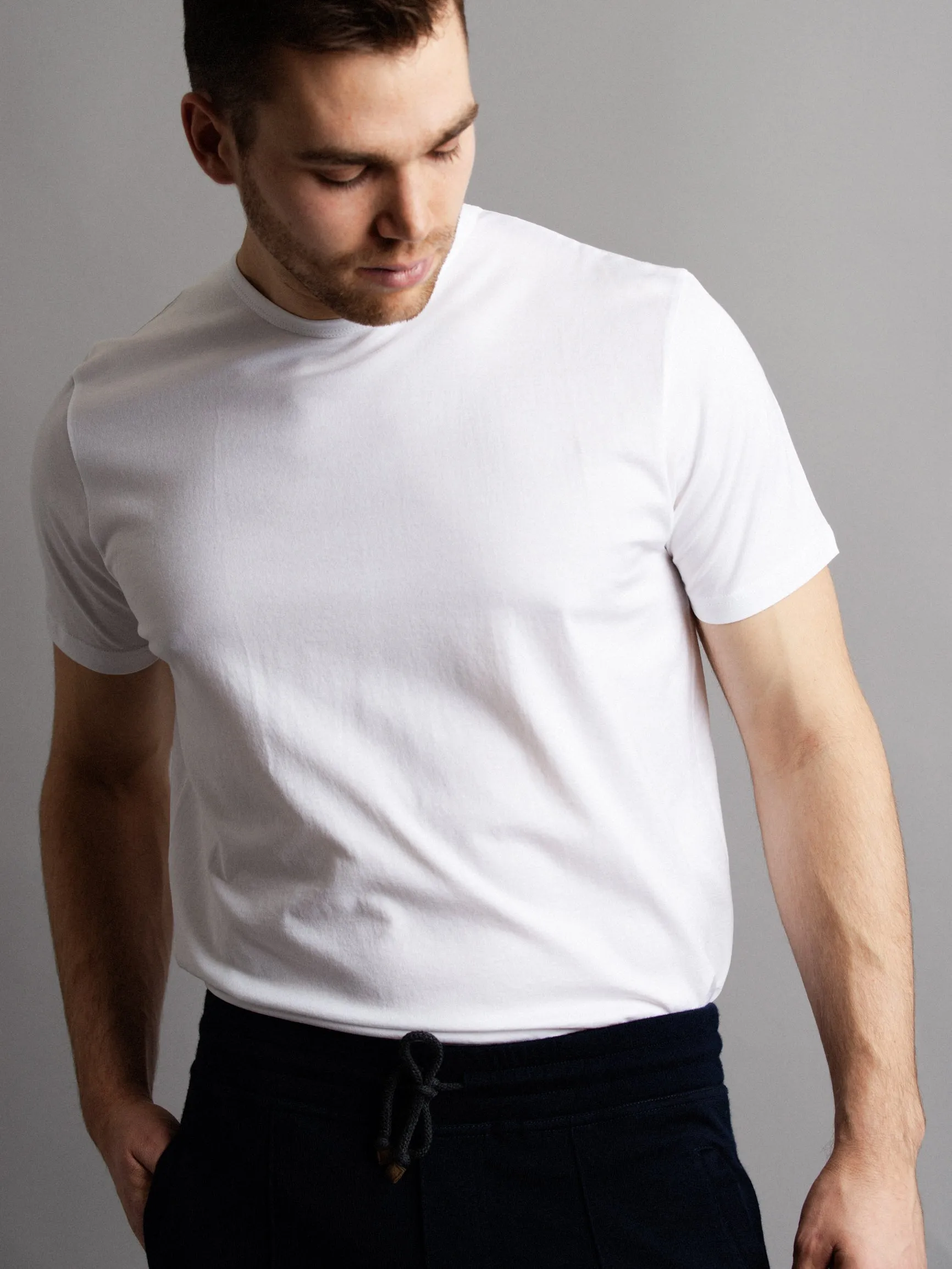 White Fine-Knit Jersey T-Shirt